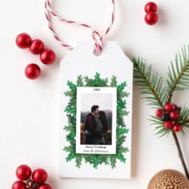 クリスマスツリーの枝の写真 ギフトタグ