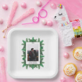 クリスマスツリーの枝の写真 ペーパープレート (パーティー)