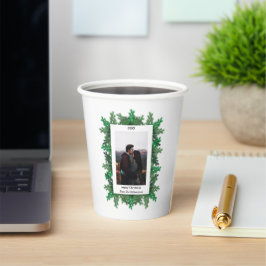 クリスマスツリーの枝の写真 紙コップ