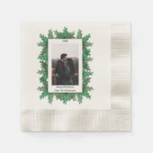 クリスマスツリーの枝の写真 縁ありカクテルナプキン (正面)