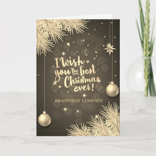 クリスマスツリーの枝、ボール、最高のクリスマスを願っています シーズンカード (正面)