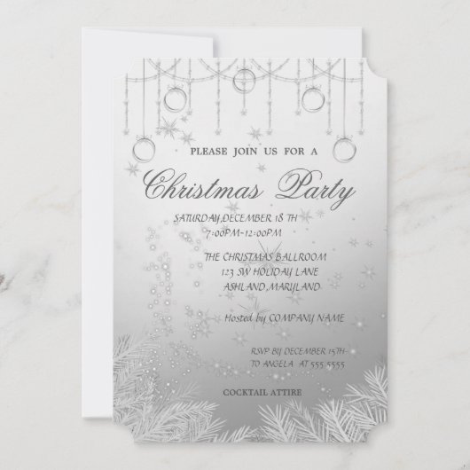 クリスマスツリーの枝，企業のクリスマスパーティー 招待状 (正面)