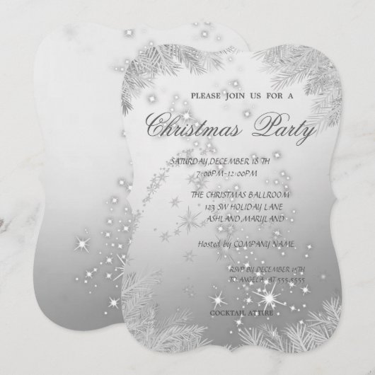 クリスマスツリーの枝、会社のクリスマスパーティー 招待状 (正面/裏面)