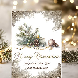 クリスマスツリーの枝、松のコーン、ボール企業の シーズンカード