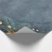 クリスマスツリーの枝、花、星 ラッピングペーパー (角)