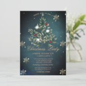 クリスマスツリーの枝 雪の結晶 会社 パーティー 招待状 (スタンド正面)