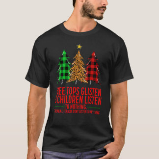 クリスマスツリーの梢が輝き子供達が話を聞いている Tシャツ