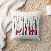 クリスマスツリーの森で赤い樺の木 クッション (ブランケット)