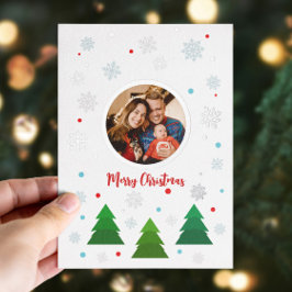 クリスマスツリーの森と雪カスタム片 箔シーズンカード