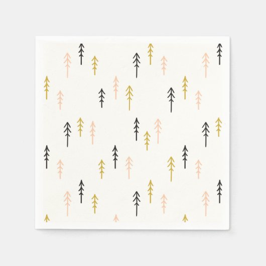 クリスマスツリーの森のパターン スタンダードカクテルナプキン (正面)