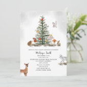 クリスマスツリーの森の動物 ベビーシャワー 招待状 (スタンド正面)