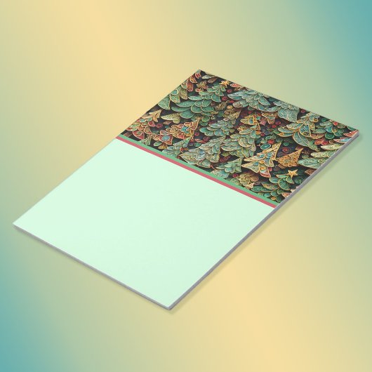 クリスマスツリーの森の美しい文房具 ノートパッド