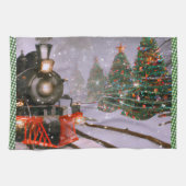 クリスマスツリーの森林列車 キッチンタオル (横)