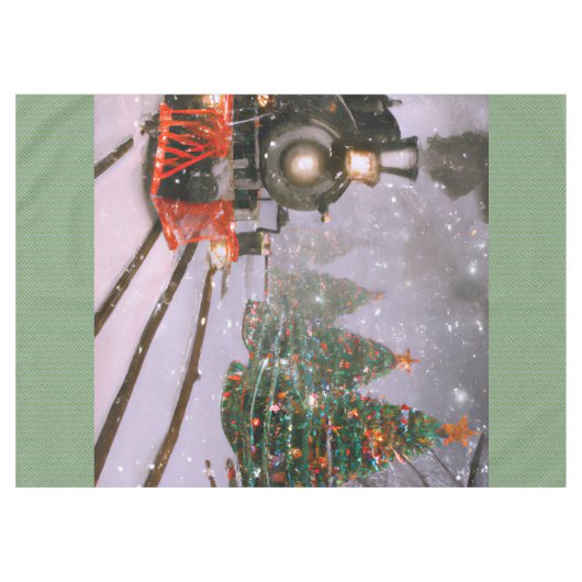 クリスマスツリーの森林列車 テーブルクロス (正面(横))