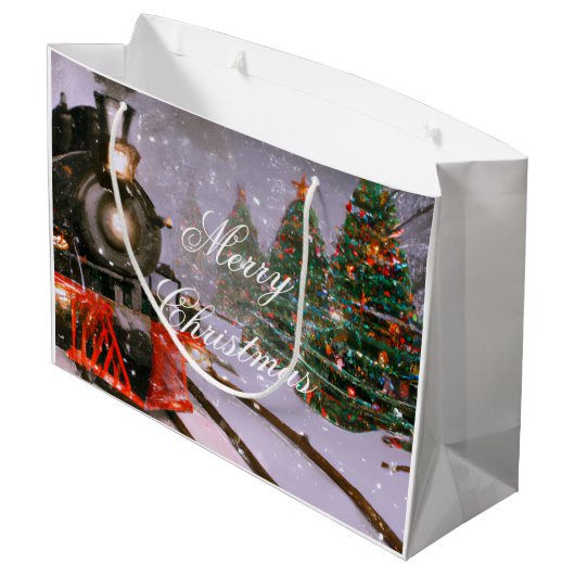 クリスマスツリーの森林列車 ラージペーパーバッグ (裏面アングル)