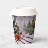 クリスマスツリーの森林列車 紙コップ (裏面)