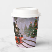 クリスマスツリーの森林列車 紙コップ (正面)