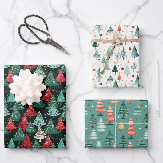 クリスマスツリーの森 ラッピングペーパーシート (正面)