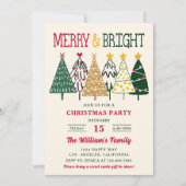 クリスマスツリーの楽しいパーティー 招待状 (正面)