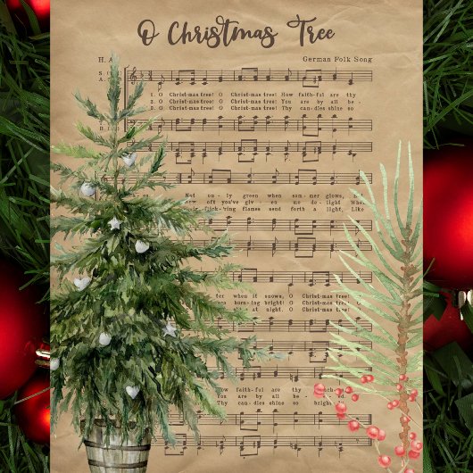 クリスマスツリーの楽譜ティッシュペーパー 薄葉紙