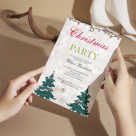 クリスマスツリーの模様 招待状