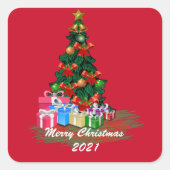 クリスマスツリーの正方形のステッカー スクエアシール (正面)