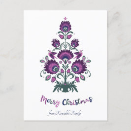 🎄クリスマスツリーの民俗学[紫、灰色]白ホー シーズンポストカード