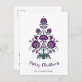 🎄クリスマスツリーの民俗学[紫、灰色]白ホー シーズンポストカード (正面/裏面)