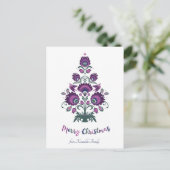 🎄クリスマスツリーの民俗学[紫、灰色]白ホー シーズンポストカード (スタンド正面)