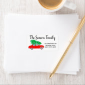 クリスマスツリーの水の色と新しいアドレスレッドカー ラベル (インサイチュ)