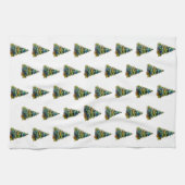 クリスマスツリーの水の色のパターンの休日 キッチンタオル (横)