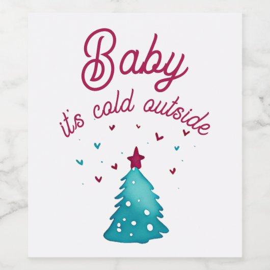 クリスマスツリーの水の色の外は寒い ワインラベル (シングルラベル)