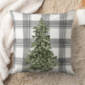 クリスマスツリーの水の色グレーブラックプレイド クッション (ブランケット)
