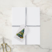 クリスマスツリーの水の色メリーハッピーすてき ギフトタグ (より糸付き)