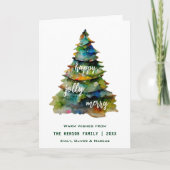 クリスマスツリーの水の色メリーハッピーすてき シーズンカード (正面)