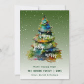 クリスマスツリーの水の色メリーハッピーすてき シーズンカード (正面)
