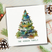 クリスマスツリーの水の色メリーハッピーすてき スタンダードカクテルナプキン