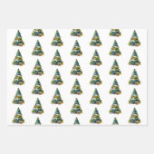 クリスマスツリーの水の色メリーハッピーすてき ラッピングペーパーシート (正面2)