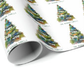 クリスマスツリーの水の色メリーハッピーすてき ラッピングペーパー (ロールコーナー)
