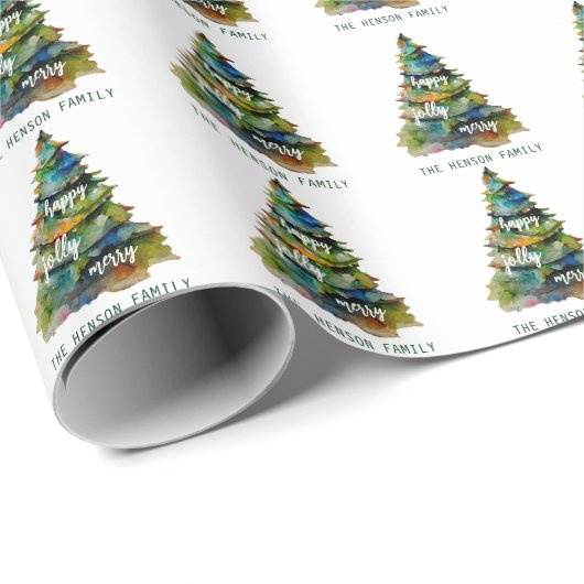 クリスマスツリーの水の色メリーハッピーすてき ラッピングペーパー (ロールコーナー)