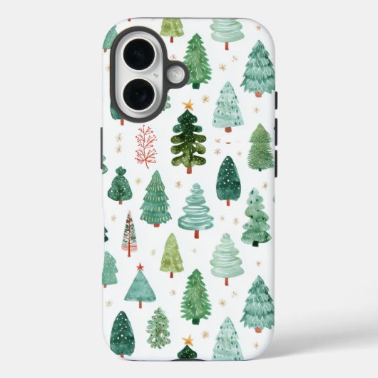 クリスマスツリーの水彩パターン Case-Mate iPhoneケース (裏面)