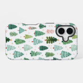クリスマスツリーの水彩パターン iPhone 16ケース (裏面横)