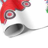 クリスマスツリーの水彩付きレッドカー ラッピングペーパー (ロールコーナー)