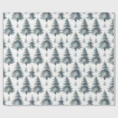 クリスマスツリーの水彩包み紙 ラッピングペーパー (フラット)