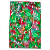 クリスマスツリーの水彩画パターン ミディアムペーパーバッグ (裏面)