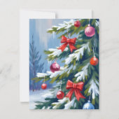 クリスマスツリーの水彩画 シーズンカード (正面)