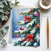 クリスマスツリーの水彩画 シーズンカード