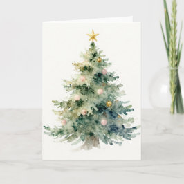 クリスマスツリーの水彩画 パステル シーズンカード