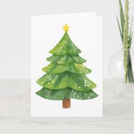 クリスマスツリーの水彩画 ホリデー シーズンカード