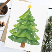 クリスマスツリーの水彩画 ホリデー シーズンカード